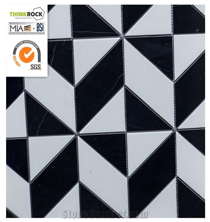 Black Grey White Square Wall Floor Laminate Marble Mosaic Art Tile