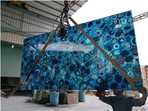 Blue Agate Stone Tiles/Semi-Precious Stone Slabs/Gemstone Wall Panels