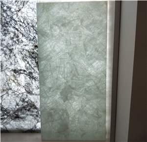 China White Crystal Semiprecious Gemstone Wall Covering Tiles