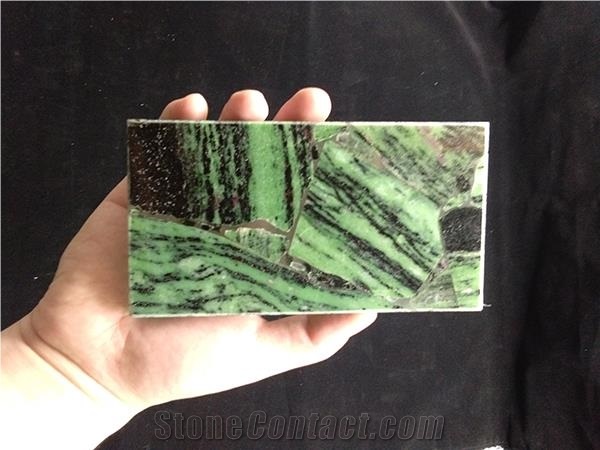 Green Amazonite Gem Stone Glass Compostie Slabs Green Amazonite Stone