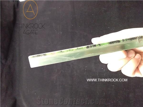 Green Amazonite Gem Stone Glass Compostie Slabs