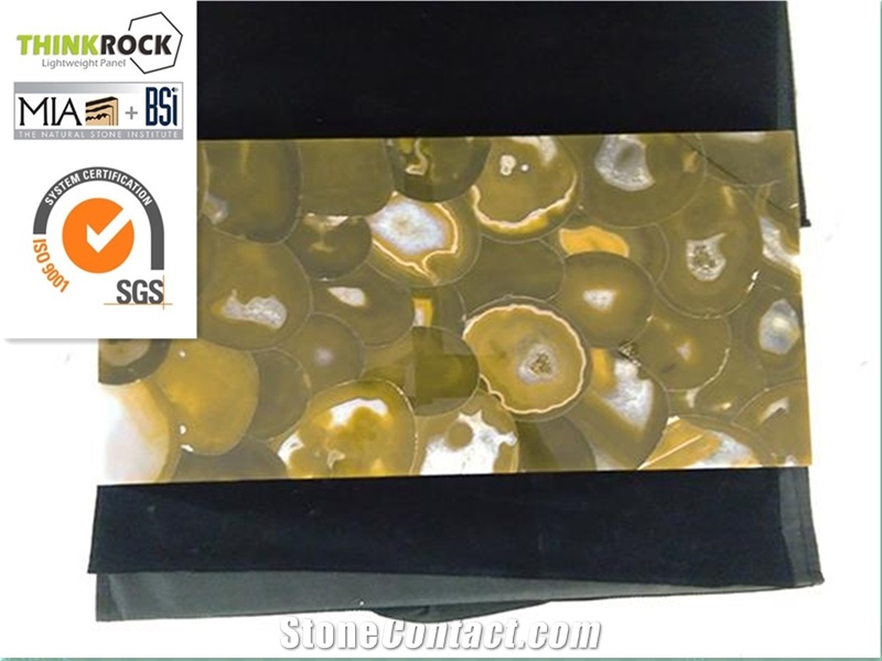 Natrual Yellow Agate Gemstone Veneer Composite Glass Tiles