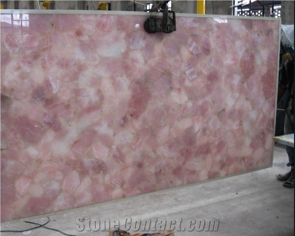 Pink Crystal Slabs/Semi-Precious Stone Slabs/Gemstone Tiles/Gem Stone