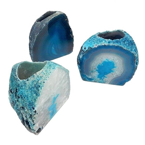 Practical Luxurious Rock Paradise Blue Agate Stone Bookends