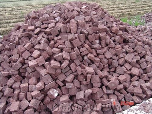 Red Sandstone Cobbles Cube