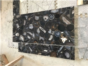 Semi-Precious Black Agate Tile for Building Interior Decoration