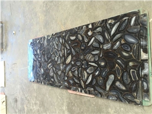 Semi-Precious Black Agate Tile for Building Interior Decoration