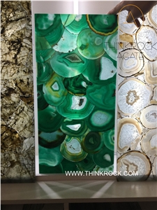 Semi-Transparent Green Agate Gemstone Veneer Based on Glass Tiles