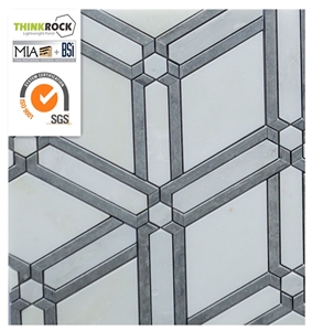 White Grey Brown Marble Tiles Wall Hexagon Tumbled Laminated Mosaic