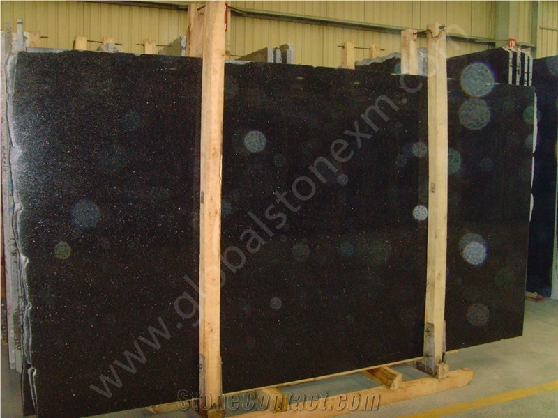 Black Galaxy Granite Tiles for Countertops, Wall and Floor Covering