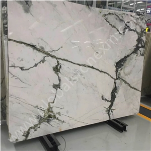 Green Veiny China Lilac White Clivia Marble Slabs Tile Tv Set Cladding