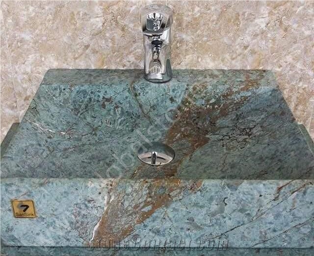 Luxury Blue Riff Green Marble Sinks Basins