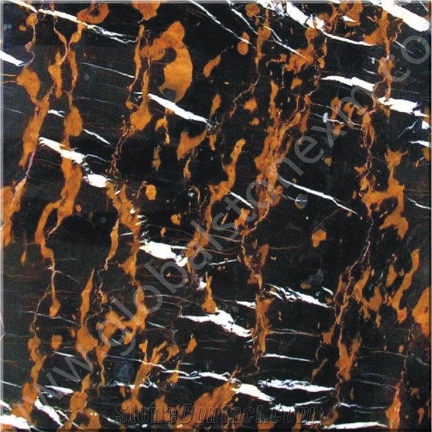 Modern Royal Portoro Black Marble with Gold Venis Slabs Hotel Project