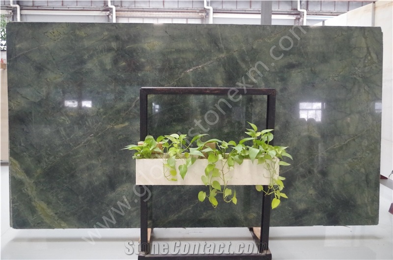 Peacock Green China Green Marble Slabs Tiles for Tv Set Cladding