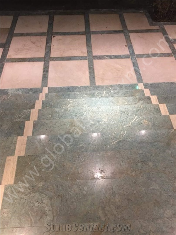 Residential Commercial Projects Iran Blue Riff Marble Tile Stair Tread
