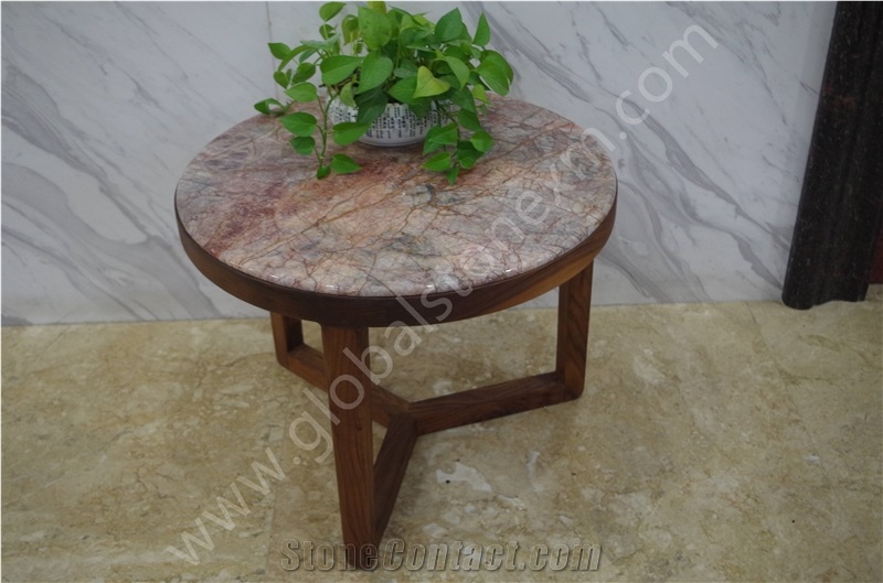 Violet Gold/Purple Luxury Marble Round Table Custom-Made Furniture