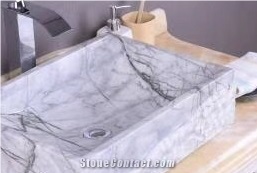 White Cararra Marble Kitchen Sinks,Bathroom Sinks,Stone Vessel Sinks