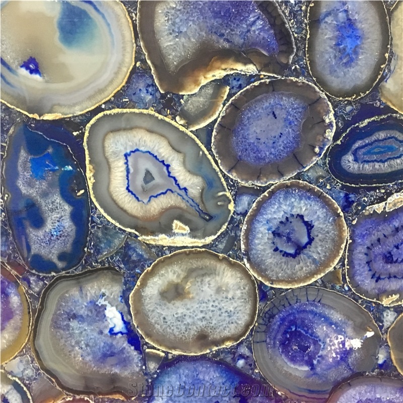 Blue Agate Semiprecious Stone Vanity Top Blue Gemstone Countertops