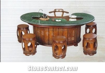 Custom Design Furniture Green Flower Marble Dinner Tables Round Table Top