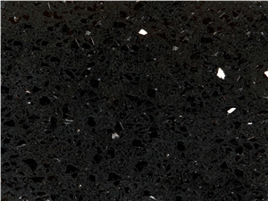 Crystal Black Color Quartz Stone Slabs for Countetops or Tiles