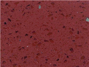 Crystal Red Color Quartz Stone Slabs Used for Table Tops