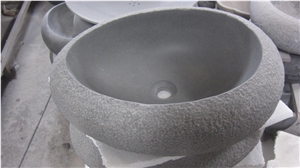 Andesite Grey Bush-Hammer Bathroom Sinks Basins,Round Basins