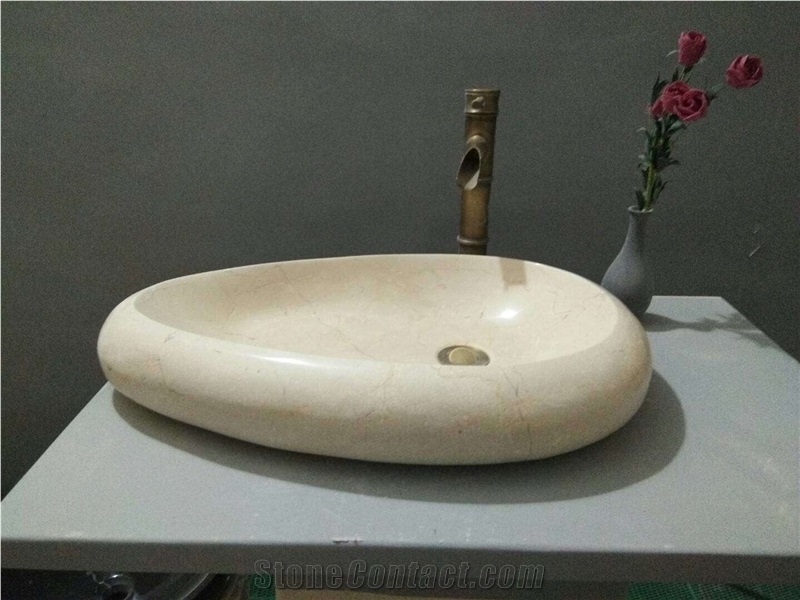 Beige Marble Oval Basins Round Sinks,Wash Bowls for Hotel,Restaurant