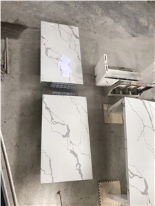 Bianco Calacatta White Quartzite Reception Table Desk,Square Work Tops