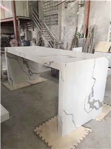 Bianco Calcatta White Marble Reception Desk Tabletops,Counter
