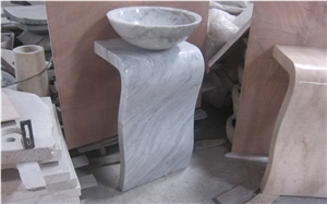 Bianco Carrara White Bathroom Sinks Basins Pedestal Basins,Wash Bowls