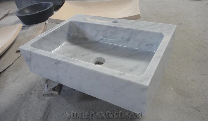 Bianco Carrara White Round and Square Basins,Bathroom Vessel Sinks