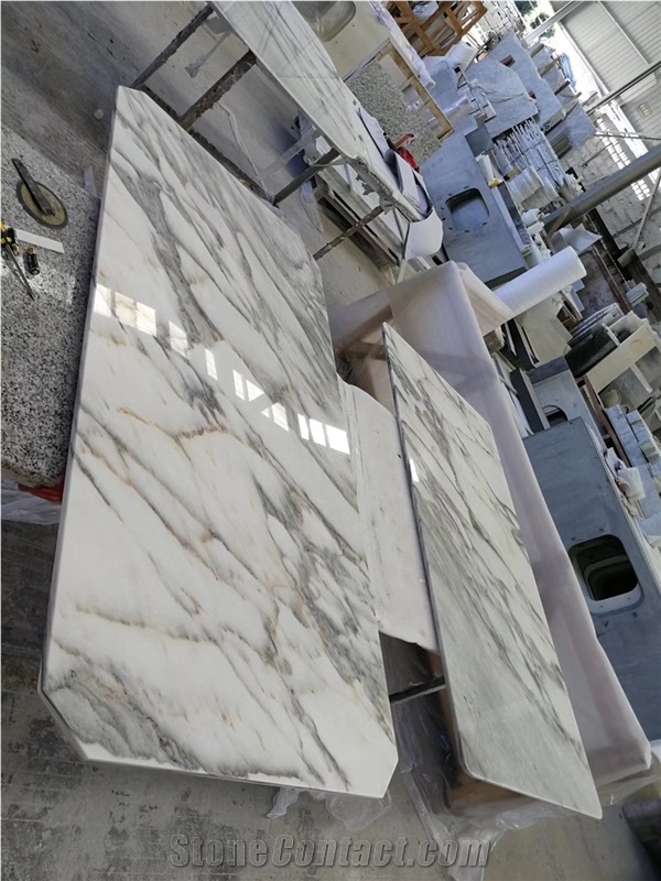 Calacatta Gold Natural White Marble Work Top Polished Tabletop