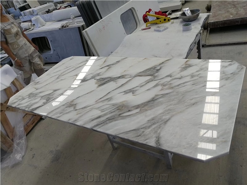 Calacatta Gold Natural White Marble Work Top Polished Tabletop