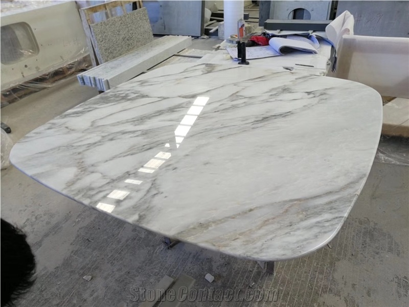 Calacatta Gold Natural White Marble Work Top Polished Tabletop from ...