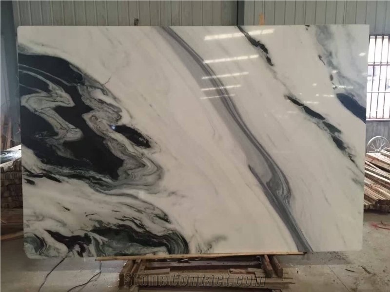 China Panda White Landscape Paintings Marble Slabs,Wall Floor Tiles