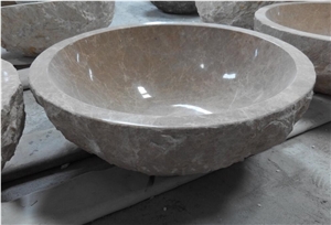 Emperador Light Beige Marble Round Bathroom Basins 43x43x14,Wash Bowls