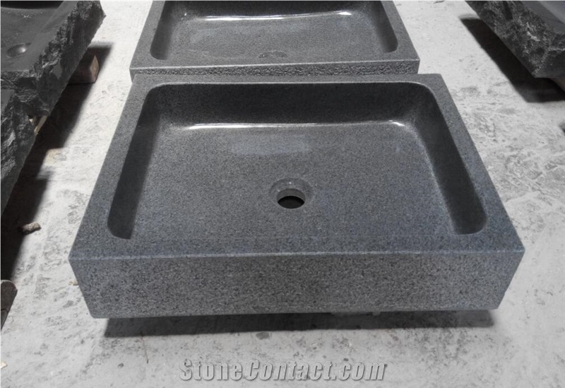 G654 Black Granite Square Wash Basins,Wash Bowls,Vessel Sinks