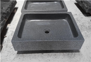 G654 Black Granite Square Wash Basins,Wash Bowls,Vessel Sinks