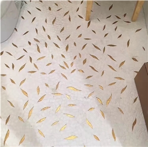 Golden Leaf White Mosaics,Floor and Wall Tiles,Special Mosaics Art