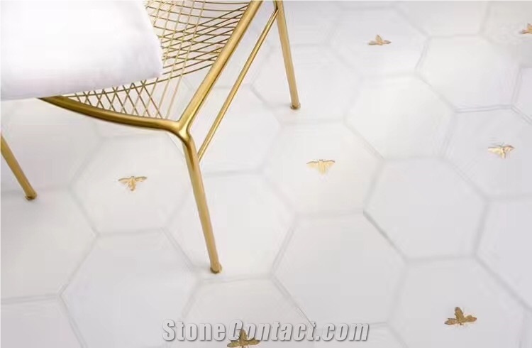 Golden Leaf White Mosaics,Floor and Wall Tiles,Special Mosaics Art