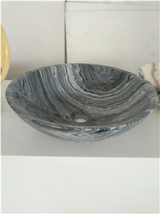 Grey Cloud Marble Black Bathroom Round Basins,Wash Bowls