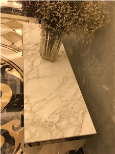 Italian White Gold Marble Reception Bathroom Vanity Tops