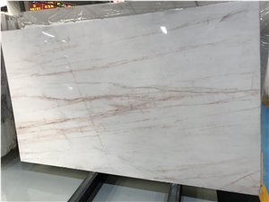 Marmara Dolomite Golden Marble Slabs, White Marble with Red Veins