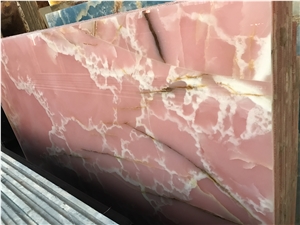 Palace Pink Yellow Veining Onyx Slabs,Wall Background Polished Tiles