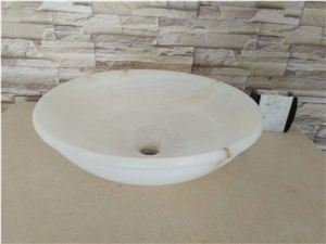 White Onyx Marble Round Bathroom Basins,Wash Bowls,Bathroom Sinks