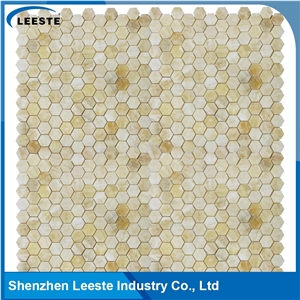 12 Factory Wholesale Regular Hexagon Honey Onyx Honed Mosaic