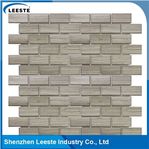 Bevelled Brick 2"X4" Pattern Royal White Oak Marble Mosaic Tiles