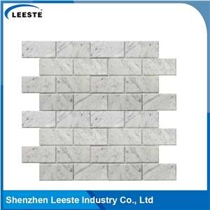 Bianco Carrara 1-1/2"X3" Bevelled Brick Mosaic Tiles