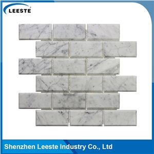 Bianco Carrara 2x4" Bevelled Brick Mosaic Tiles