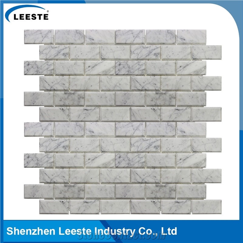 Bianco Carrara 2x4" Bevelled Brick Mosaic Tiles
